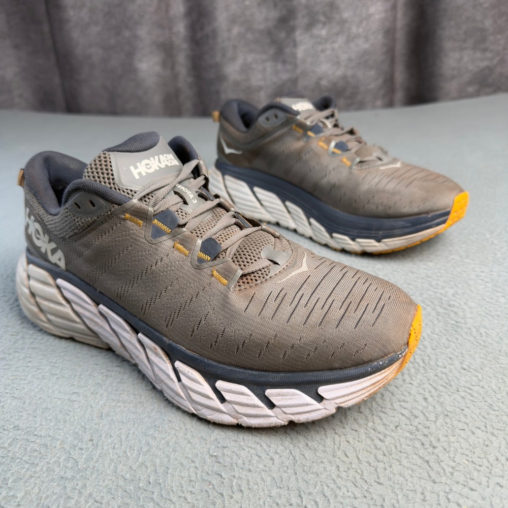 Hoka One One Gaviota 3 Mens 11 2E Wide Grey Orange Running Shoes 1113522 CGOE